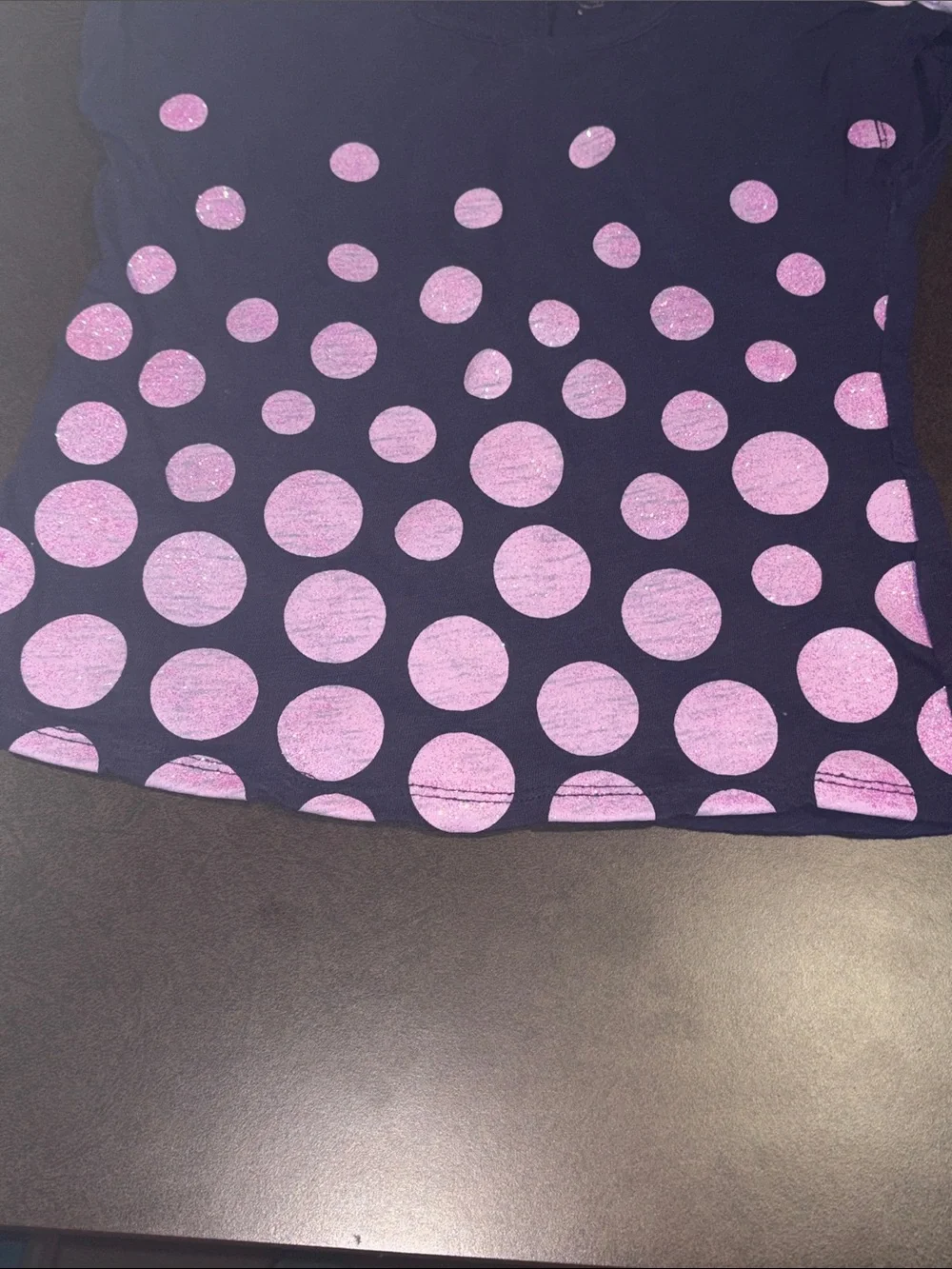Justice Navy Tank Top with Light Pink Glitter Polka Dots